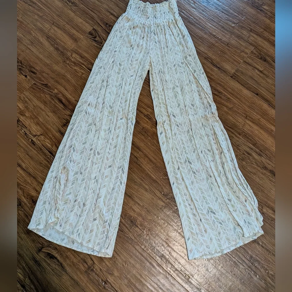 REWASH Women's Cream Wide-Leg BEACH Pants - Picture 1 of 4